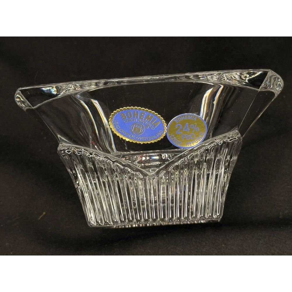 Bohemia Czech 24% Lead Crystal Candle Holder 4"